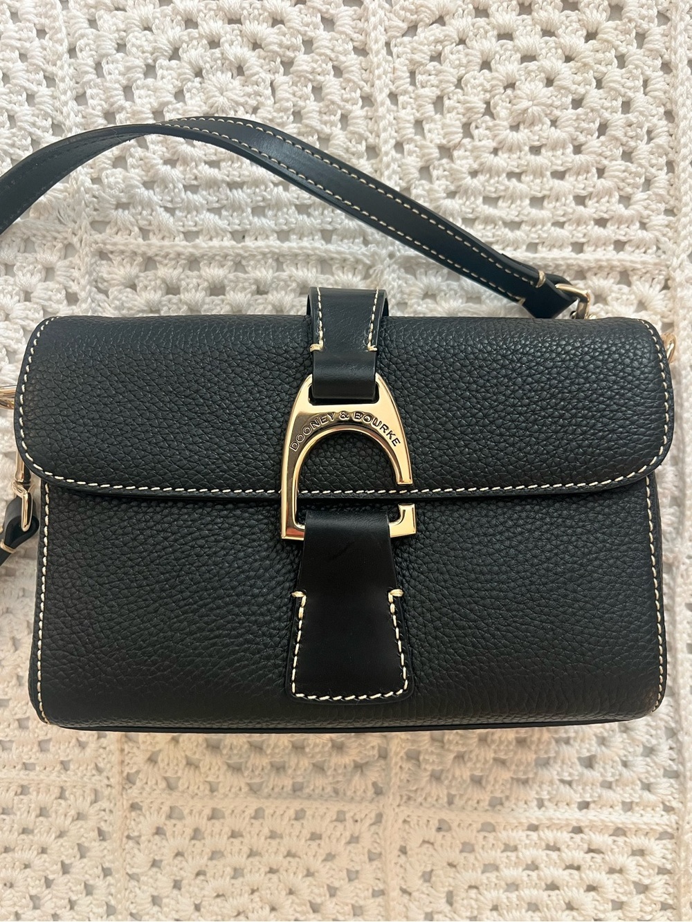 Dooney & Bourke Black Kyra Pebbled Leather Shoulder Bag NWT with Dust Bag